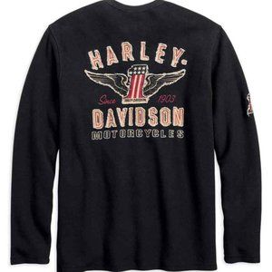 Harley-Davidson® Men's #1 Genuine Classics Long Sleeve Henley, Black 99021-18VM